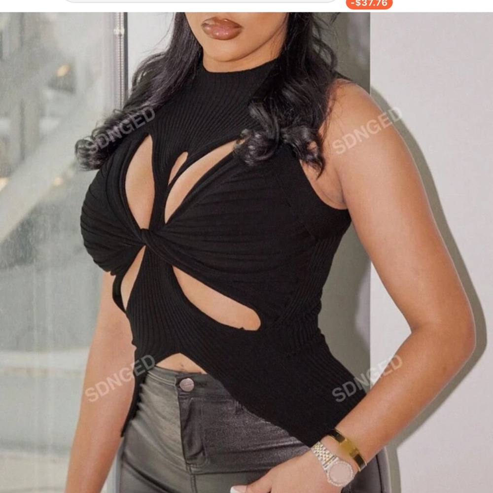 Black Cut-Out Sleeveless Top